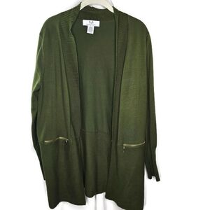 M Magaschoni Green Longline Open Cardigan Size Large